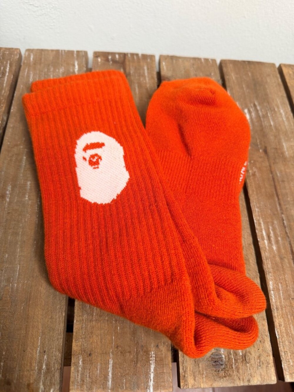 BAPE A Bathing Ape Ape Head Orange Crew Socks